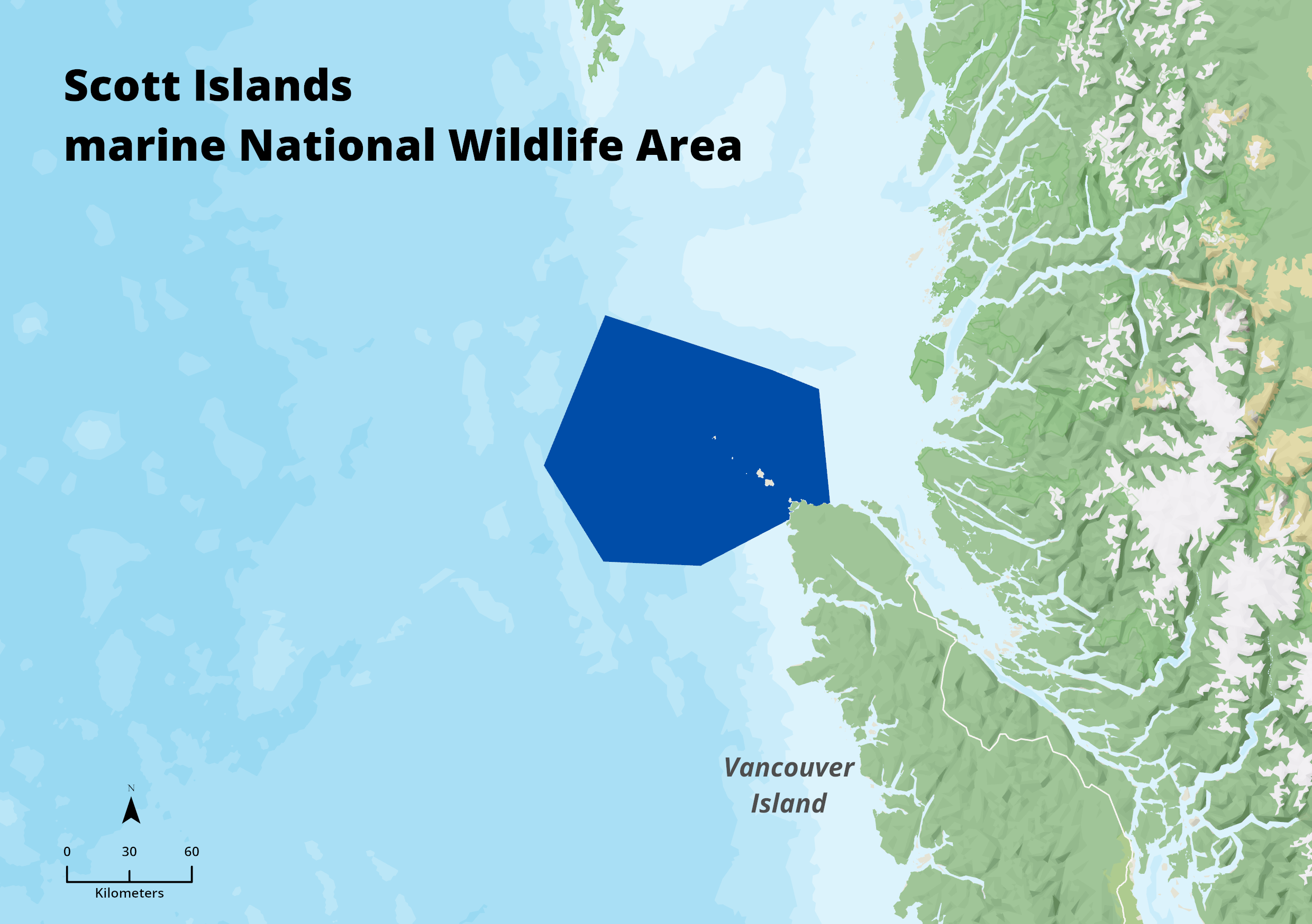 Scott Islands marine National Wildlife Area located off the north tip of Vancouver Island